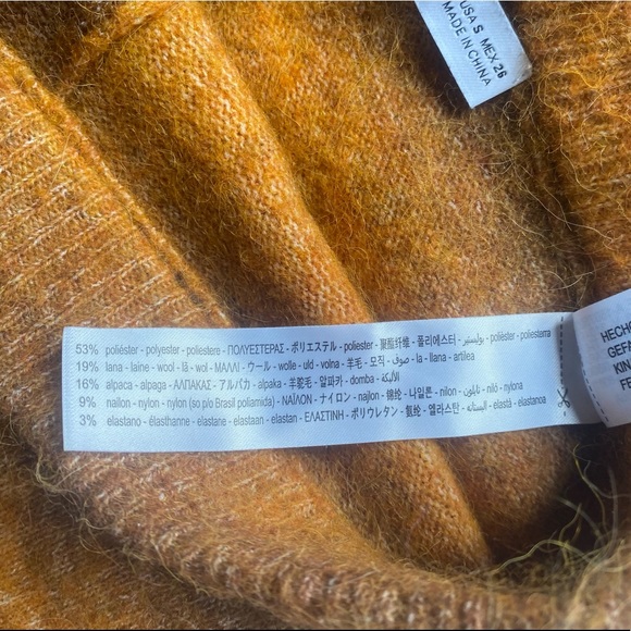 zara fuzzy orange striped pants high waisted - Picture 4 of 5